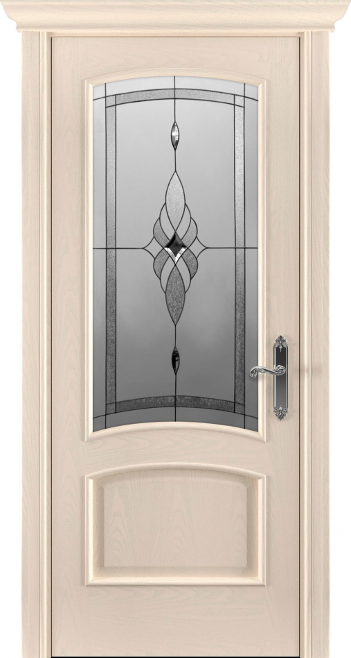 межкомнатные двери  Рада Флоренция вариант 2 витраж бежевая эмаль